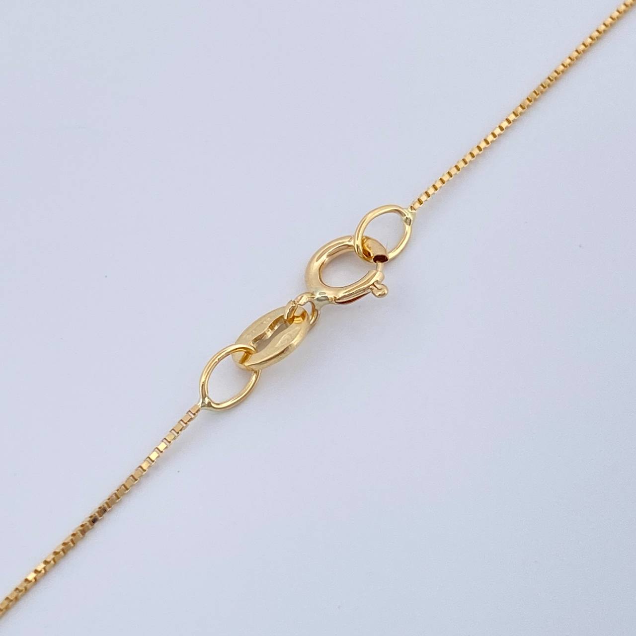 Set Veneciana + Halo Redondo Esmeralda 34pts 1.5gr / 19 3/4 in / 0.3mm Oro Amarillo 18K &