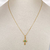 Set Veneciana + Cruz Plana Esmeralda 05pts 1.4gr / 19 3/4 in / 0.3mm Oro Amarillo 18K &