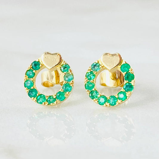Topos Aro Corazón Esmeraldas 40pts 2.15gr / Oro Amarillo 18K ©