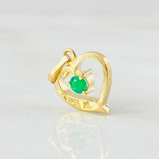 Pendant Heart Silhouette Emerald 11pts 1.25gr / 0.8in / 18K Gold ©