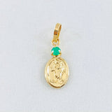 Dije Virgen del Carmen Ovalo Esmeralda 5pts 0.45gr / 3/4 in / Oro Amarillo 18K ©