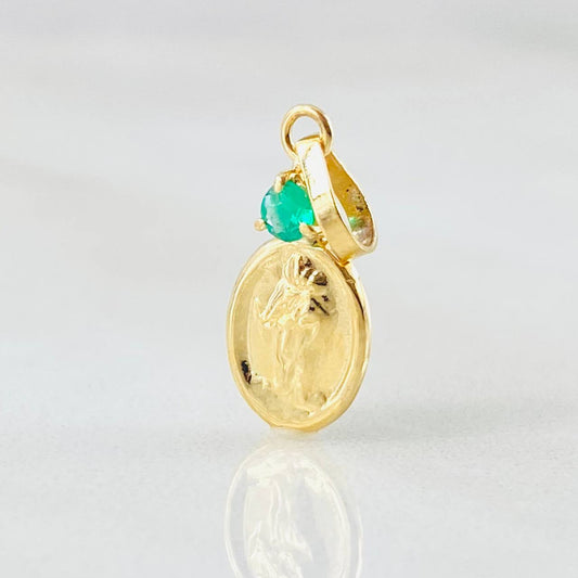 Dije Virgen del Carmen Ovalo Esmeralda 5pts 0.45gr / 3/4 in / Oro Amarillo 18K ©