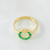 Anillo Aro Corazón Esmeraldas 30pts 3.35gr / T7 1/4 / Oro Amarillo 18K ©