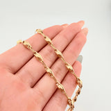 Cadena Rustica Rombo Abultado 11.6gr / 23 1/2 in / 4.5mm Oro Amarillo 18K