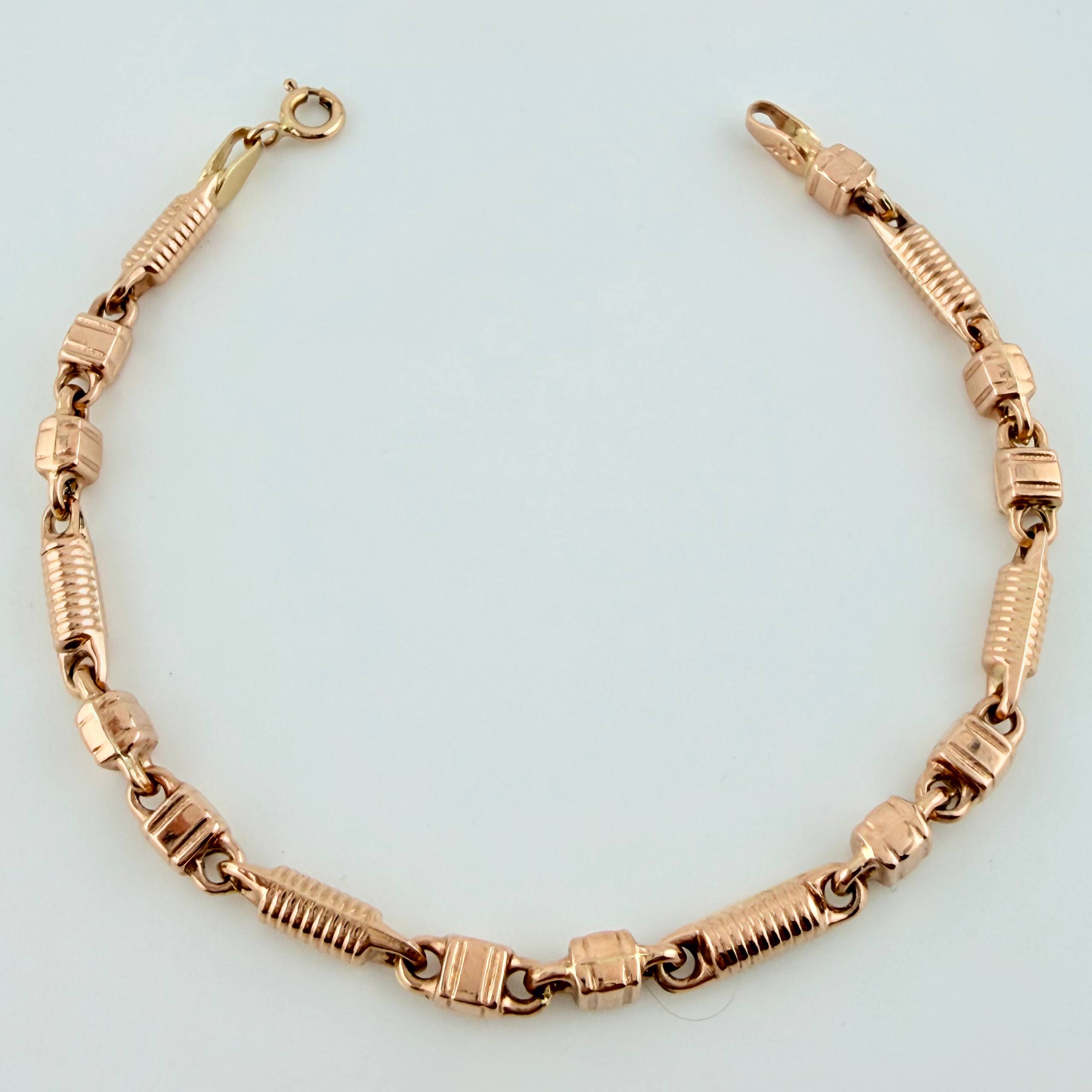 Pulso Rustico Barril Rayado 5.05gr / 7 in / 3.7mm Oro Rosa 18K