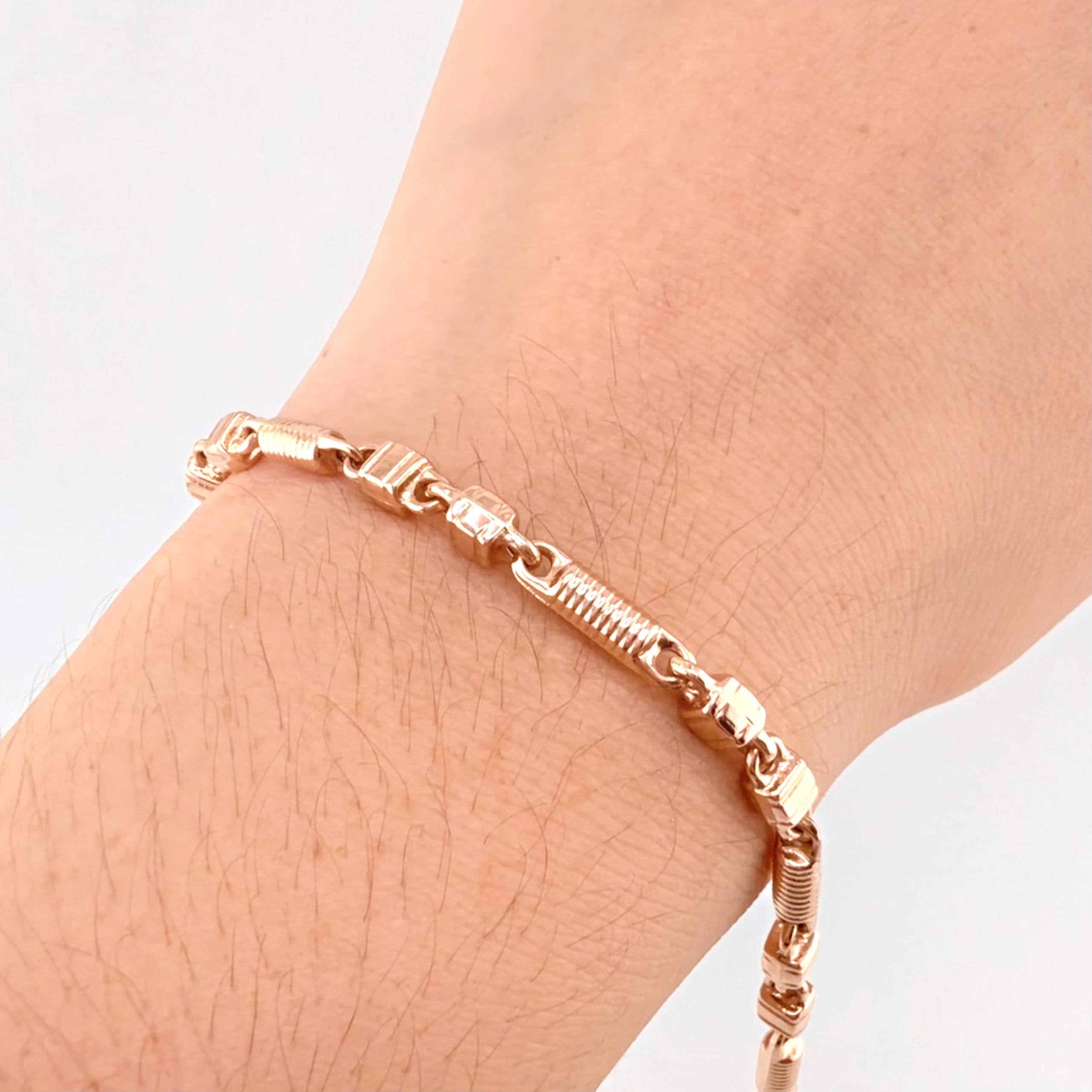 Pulso Rustico Barril Rayado 5.05gr / 7 in / 3.7mm Oro Rosa 18K