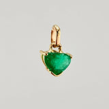 Pendant Drop in Heart Emeralds 70pts 0.6gr / 1/2 in / 18K Yellow Gold ©