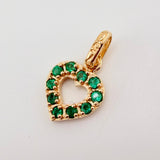 Dije Corazon Borde Grueso Esmeraldas 18pts 1.4gr / 3/4 in / Oro Amarillo 18K ©