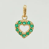 Dije Corazon Borde Grueso Esmeraldas 18pts 1.4gr / 3/4 in / Oro Amarillo 18K ©