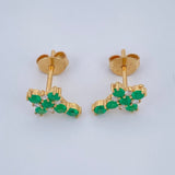 Topos Cruz Esmeraldas 35pts Diamantes 10pts 1.7gr / Oro Amarillo 18K &