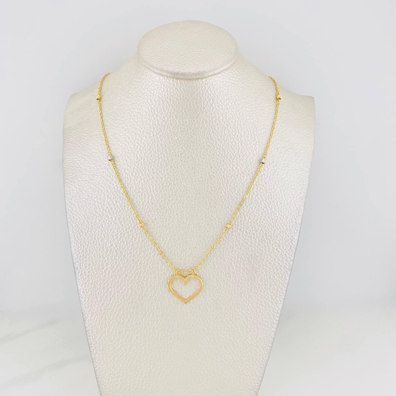 Cadena Aro Seguido Corazon 4.1g / 18 in / 1.32mm Tres Oros 18K