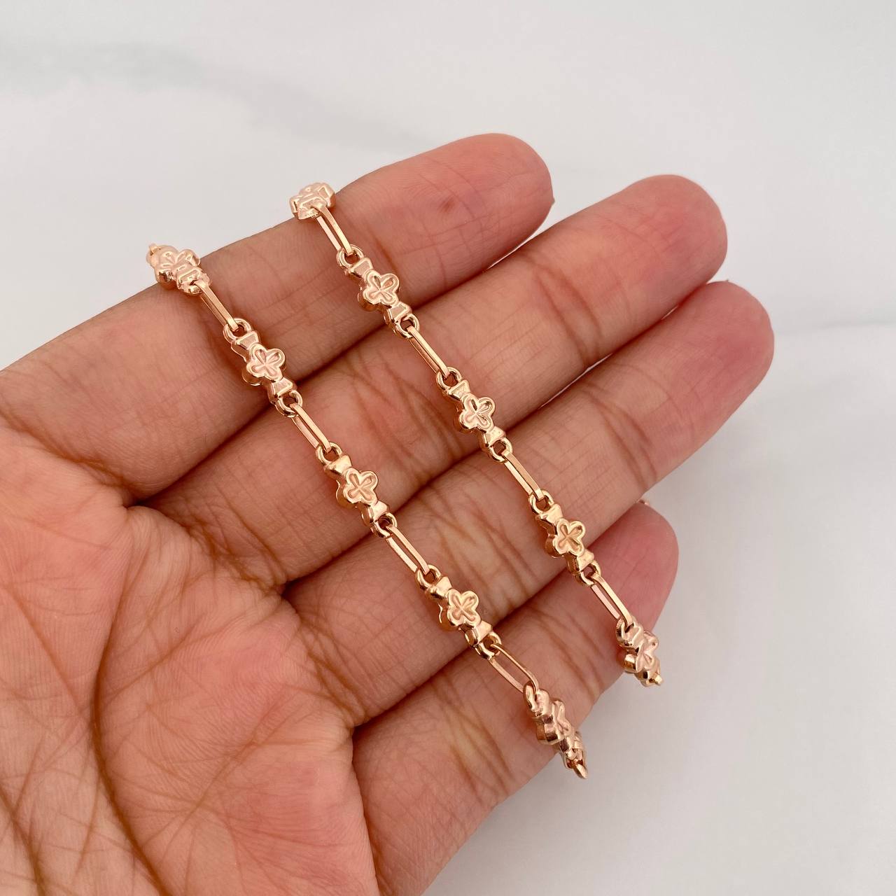 Cadena Rustica Trebol 8.4g / 18 in / 5.19mm Oro Rosa 18K