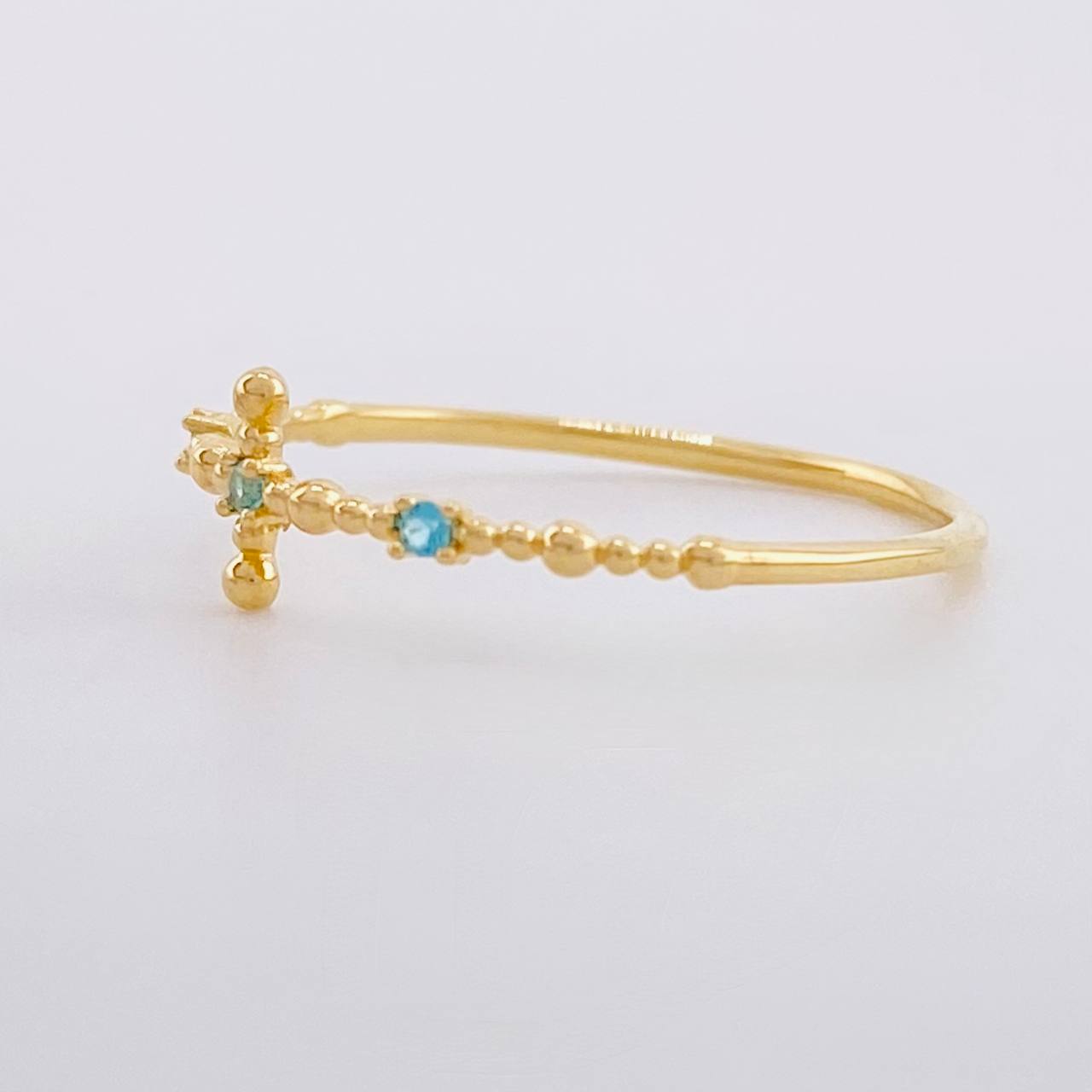 Anillo Cruz de Esferas 0.7g / T6 Oro Amarillo 18K