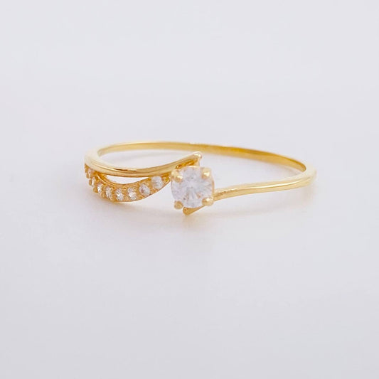 Solitaire Ring Pave Band 1.1g / T7 1/4 Yellow Gold 18K