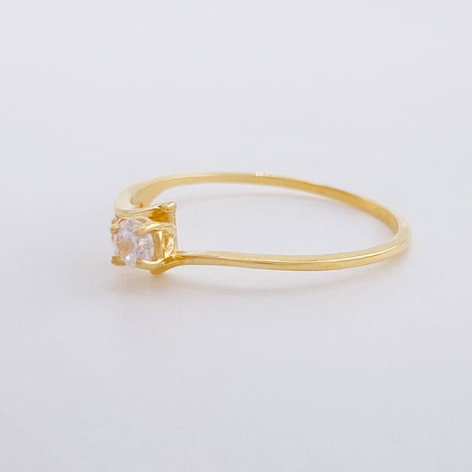 Anillo Solitario Brazo Pave 1.2g / T7 1/2 Oro Amarillo 18K
