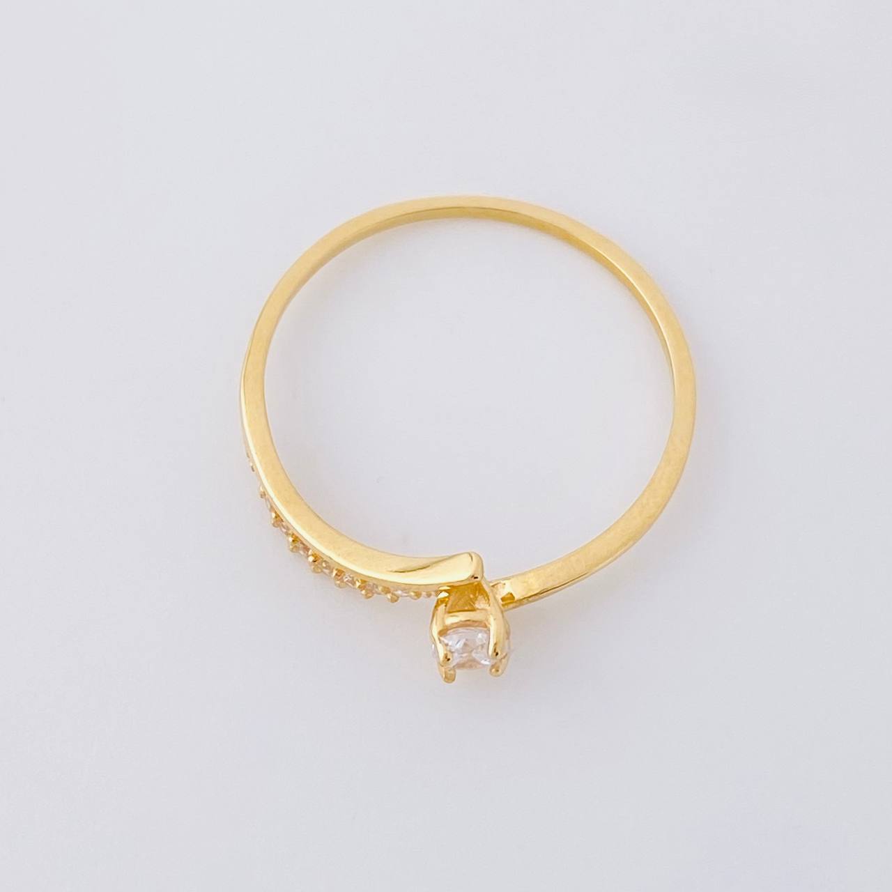 Solitaire Ring Pave Band 1.1g / T7 1/4 Yellow Gold 18K