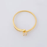 Solitaire Ring Pave Band 1.1g / T7 1/4 Yellow Gold 18K