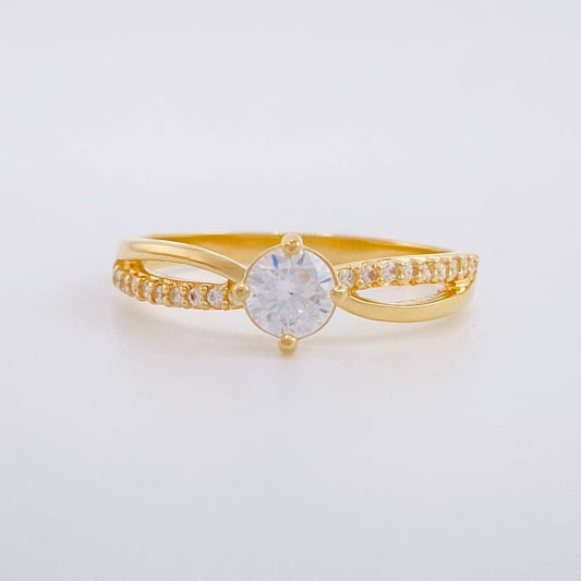 Solitaire Ring Intertwined 2.35g / T7 1/4 Yellow Gold 18K