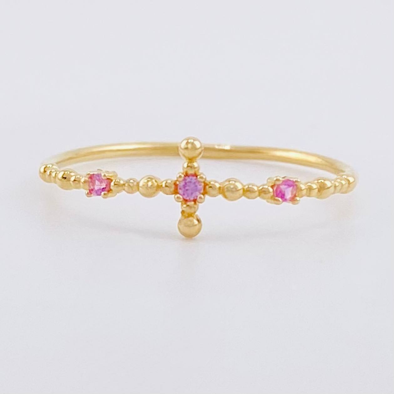 Sphere Cross Ring 0.7g / T6 1/2 Yellow Gold 18K
