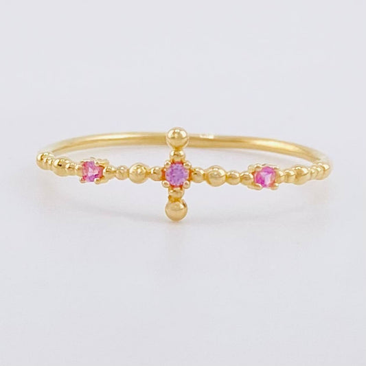 Sphere Cross Ring 0.7g / T6 1/2 Yellow Gold 18K