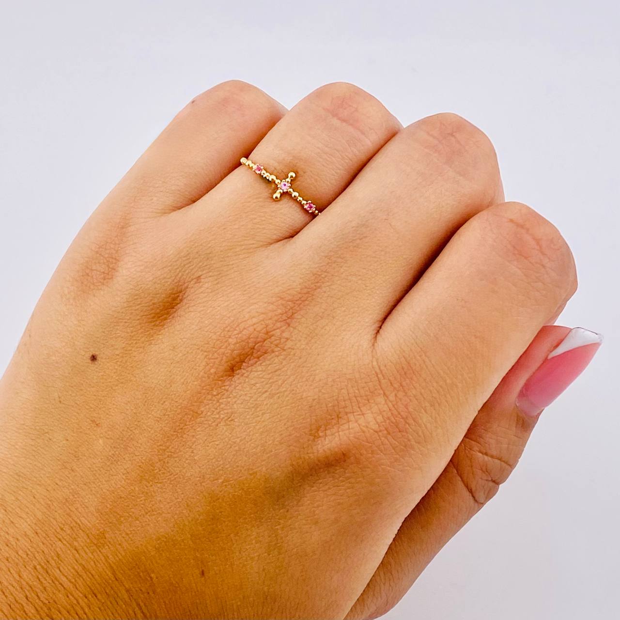 Sphere Cross Ring 0.7g / T6 1/2 Yellow Gold 18K