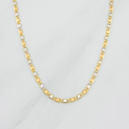 Cadena Escalera Plana 2.3g / 24 in / 1.42mm Dos Oros Amarillo Blanco 18K