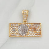 Pendant Dollar Bill 3.5 g / 1 in Two Golds Yellow White 18K