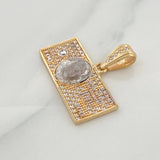 Pendant Dollar Bill 3.5 g / 1 in Two Golds Yellow White 18K
