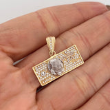 Pendant Dollar Bill 3.5 g / 1 in Two Golds Yellow White 18K