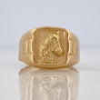 Horse Seal Ring 3.2 g / T8 3/4 Yellow Gold 18K