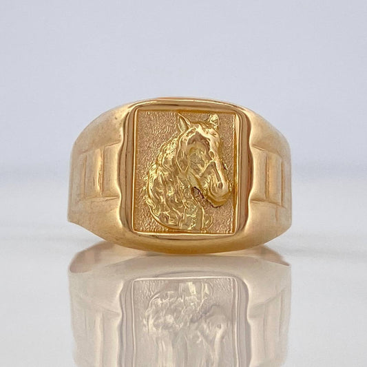 Horse Seal Ring 3.2 g / T8 3/4 Yellow Gold 18K