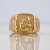 Horse Seal Ring 3.2 g / T8 3/4 Yellow Gold 18K