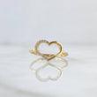 Half-Stitched Heart Ring 1.4gr / Size 7 1/4 / White Zircon Silhouette 18K Yellow Gold
