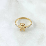 Anillo Oso En Media Churumbela 2.35gr / T5 3/4 / Circones Blancos Verdes Oro Amarillo 18K