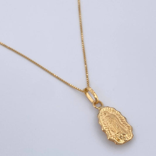 Set Cadena y Dije Veneciana + Virgen Guadalupe 1.4gr / 15 3/4 in / Oro Amarillo 18K %