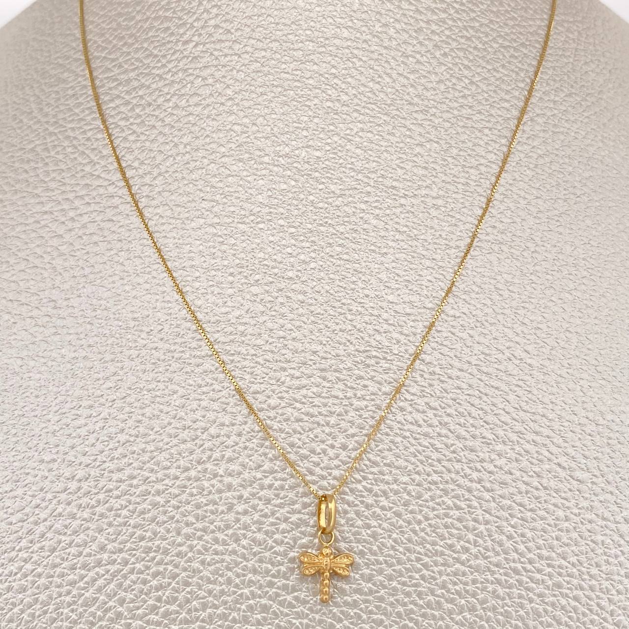 Set Cadena y Dije Veneciana + Libelula 1.3gr / 15 3/4 in / Oro Amarillo 18K %