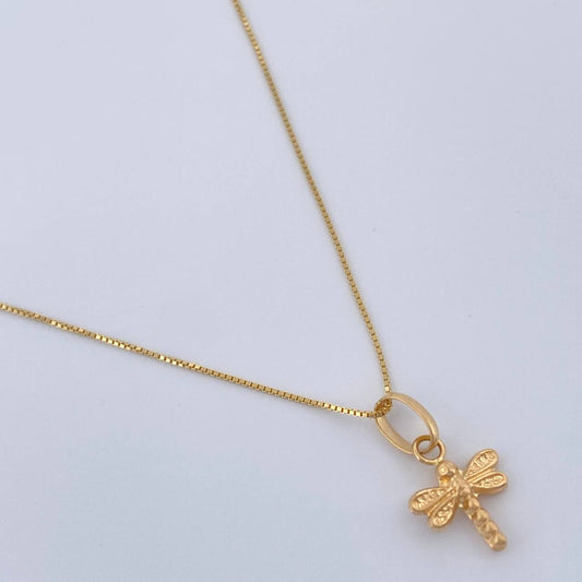Set Cadena y Dije Veneciana + Libelula 1.3gr / 15 3/4 in / Oro Amarillo 18K %