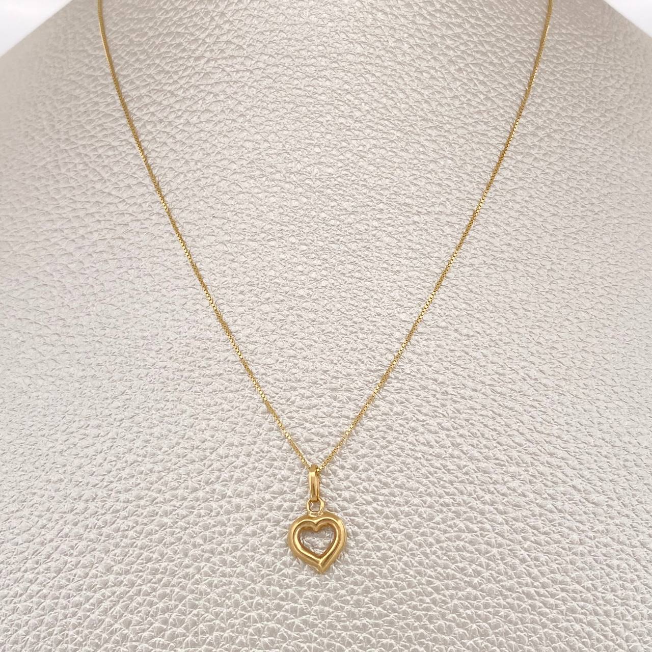 Set Cadena y Dije Veneciana + Silueta Corazon 1.3gr / 15 3/4 in / Oro Amarillo 18K %