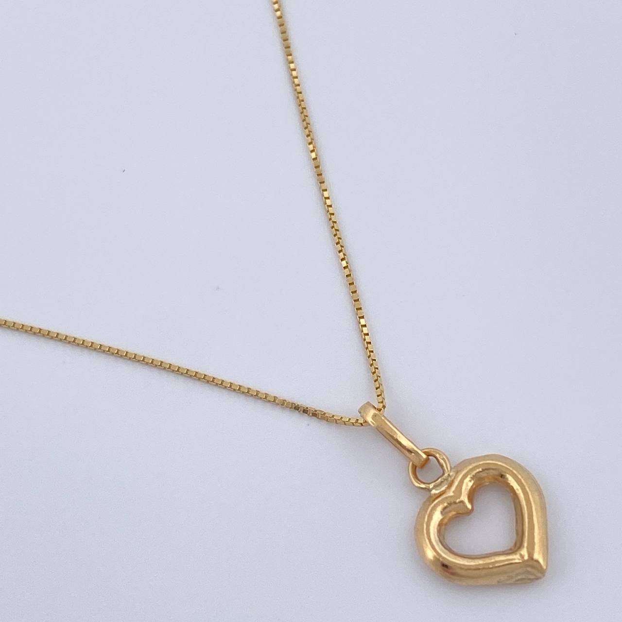 Set Cadena y Dije Veneciana + Silueta Corazon 1.3gr / 15 3/4 in / Oro Amarillo 18K %