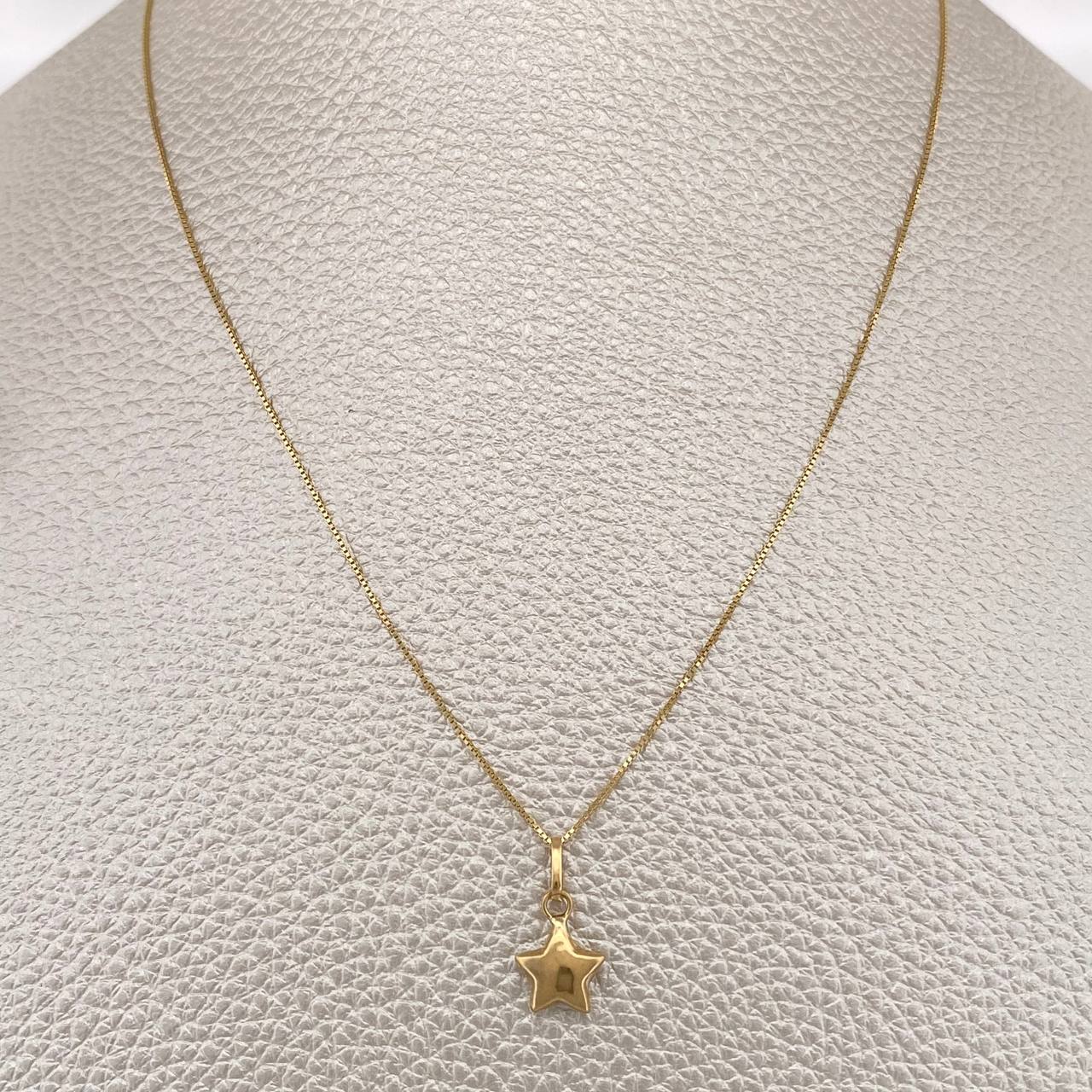 Set Cadena y Dije Veneciana + Estrella 1.25gr / 15 3/4 in / Oro Amarillo 18K %