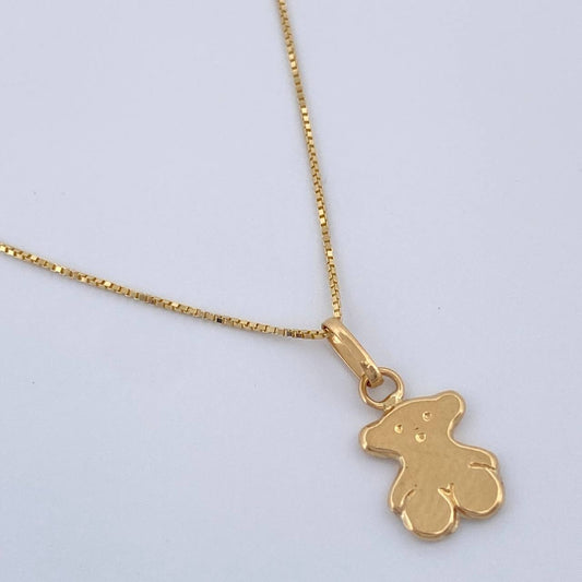 Set Cadena y Dije Veneciana + Oso TS 1.3gr / 15 3/4 in / Oro Amarillo 18K %