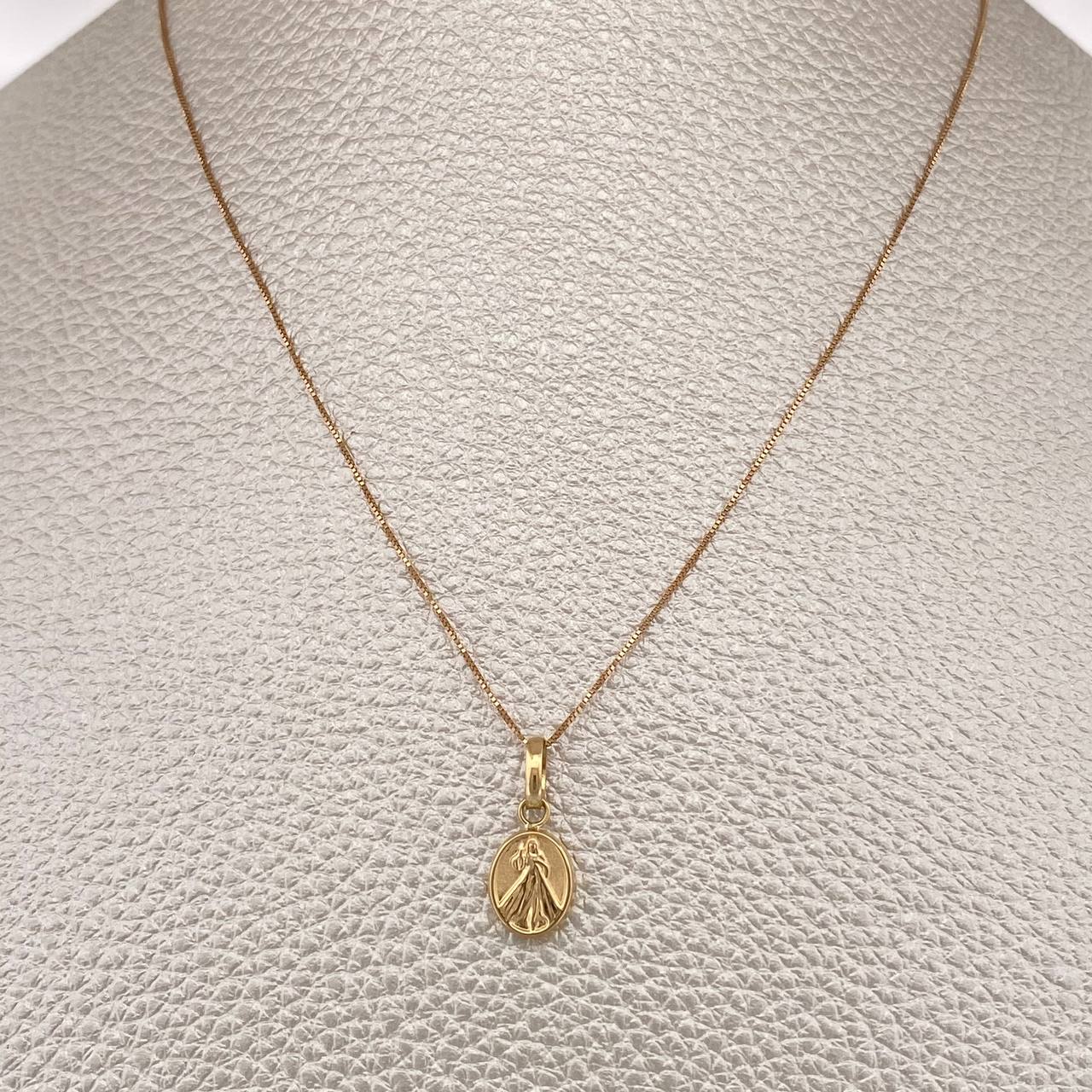 Set Cadena y Dije Veneciana + Jesus de la Misericordia 1.3gr / 17 3/4 in / Dos Oros Amarillo Rosa 18K %