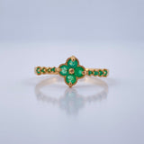 Anillo Trebol Tupido Esmeraldas 50pts 1.75gr / T7 / Oro Amarillo 18K &