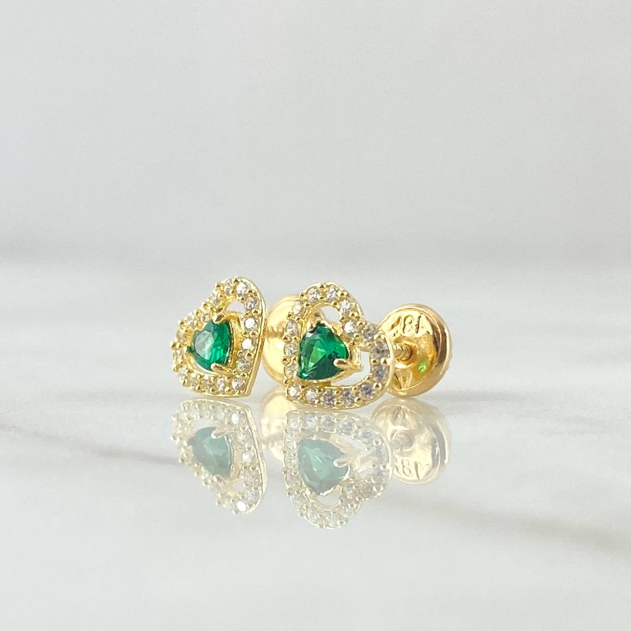 Topos Corazón 1.05gr / 7mm Circones Blancos Verde Oro Amarillo 18K *