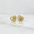 Stud Earrings Heart Silhouette 0.9gr / 7mm White Zircons 18K Yellow Gold *