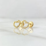 Stud Earrings Heart Silhouette 0.9gr / 7mm White Zircons 18K Yellow Gold *
