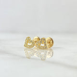 Topos Corazón  0.9gr / 6mm Circones Blancos Oro Amarillo 18K *