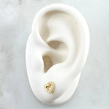 Stud Earrings Heart Dolphin 0.85gr / 6mm White Zircons 18K Yellow Gold *