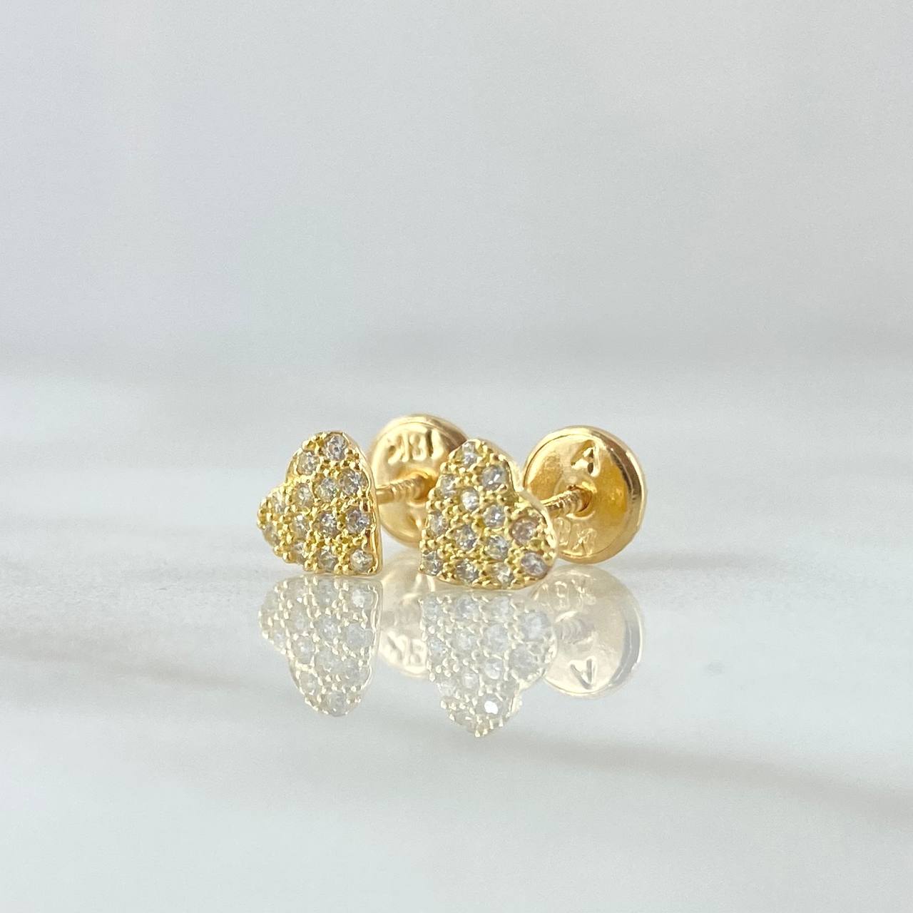 Topos Corazón Tupido 0.85gr / 6mm Circones Blancos Oro Amarillo 18K *