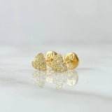 Topos Corazón Tupido 0.85gr / 6mm Circones Blancos Oro Amarillo 18K *